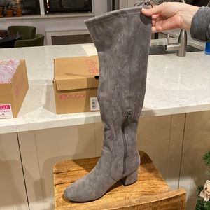 Suede Over Knee Boots-Grey